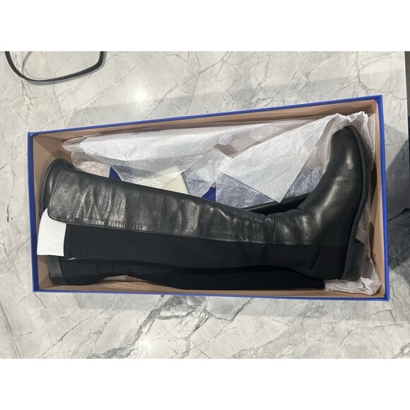 Stuart Weitzman 50/50 Bold Over The Knee Black Leather Boot Size 9 W - Picture 4 of 9